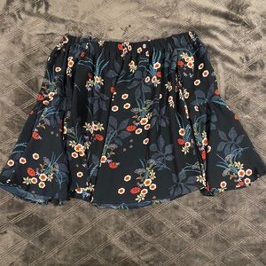 NAVY BLUE FLORAL OFF THE SHOULDER TOP